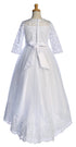 Girls Sequin Embroidered Train Tulle Communion Dress 6-14
